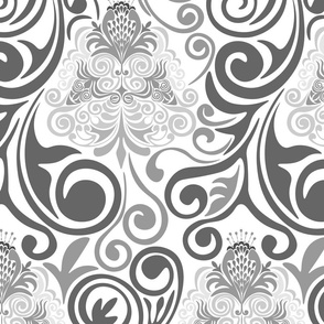 Damascus pattern on white background.