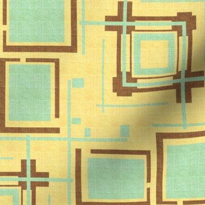 Mid Century Modern in Turquoise Brown and Beige