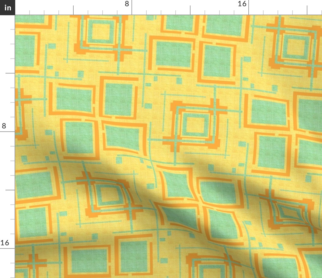 Mid Century Modern in Southwestern Turquoise Orange and Sunny Yellow