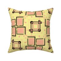 Mid Century Modern Pink and Black on pale Yellow
