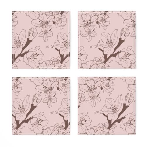 Sakura Branch // Normal Scale // Puce Background // Boho Nature // Floral Lines