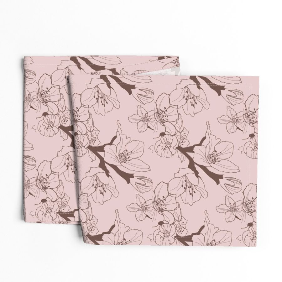 Sakura Branch // Normal Scale // Puce Background // Boho Nature // Floral Lines