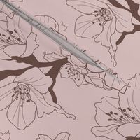 Sakura Branch // Normal Scale // Puce Background // Boho Nature // Floral Lines