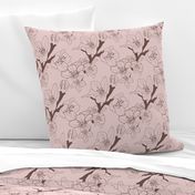 Sakura Branch // Normal Scale // Puce Background // Boho Nature // Floral Lines