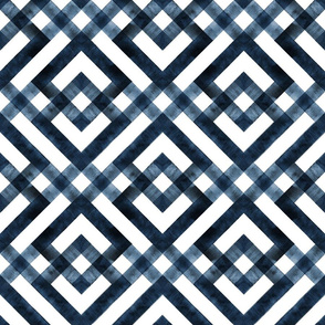 Watercolor geometric blue rhombus pattern