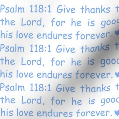 Psalm 118:1 (blue on white)