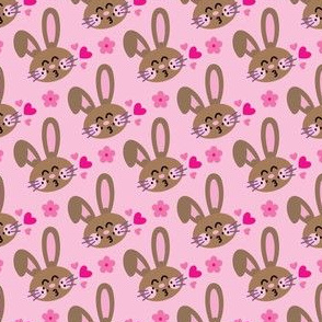 bunny kiss halfdrop with flowers on pink