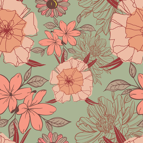 Vintage Floral No. 1 Mint Green