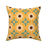 Moorish tile pattern, sunflower field