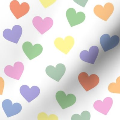 Bright pastel rainbow hearts (large)