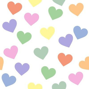 Bright pastel rainbow hearts (large)