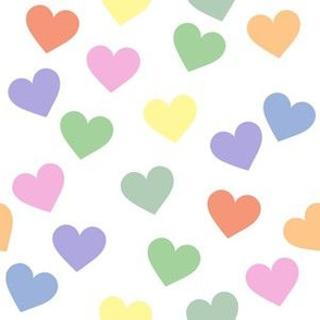 Bright pastel rainbow hearts (medium)
