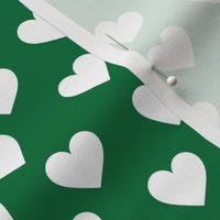 White hearts on deep green (medium)