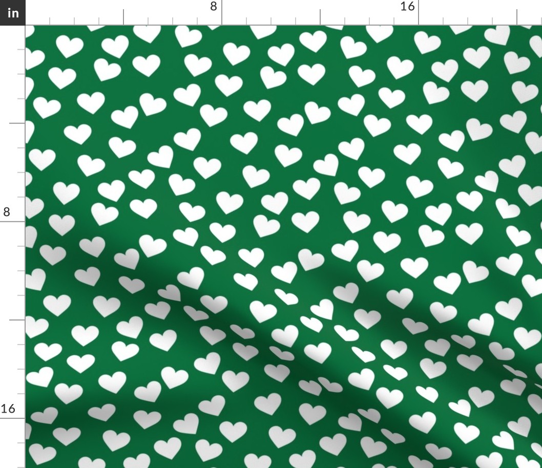 White hearts on deep green (medium)