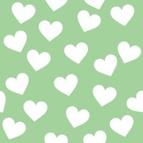 White hearts on green (medium)