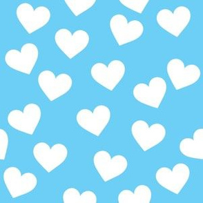 White hearts on turquoise (medium)