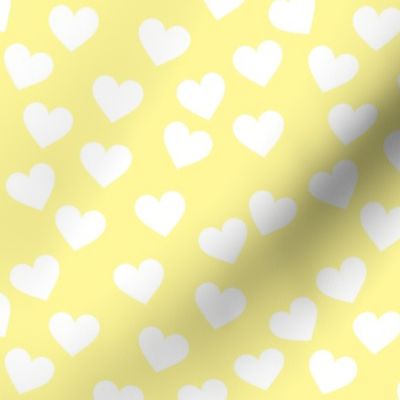 White hearts on yellow (medium)