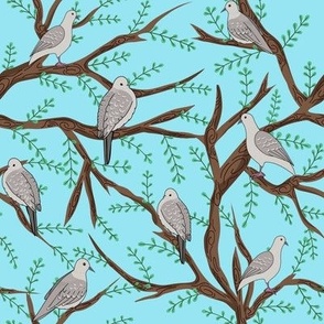Pigeons and branches 