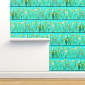 Aqua daffodil border