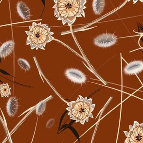 Wild grasses and flowers Burnt sienna
