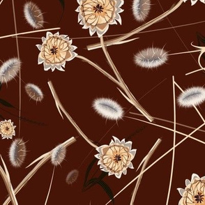 Wild grasses and flowers Burgundy 