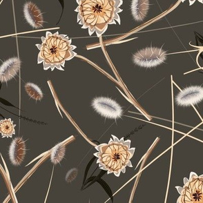 Wild grasses and flowers Grey