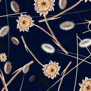 Wild grasses and flowers Ultramarine blue dark