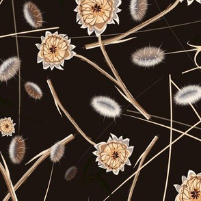Wild grasses and flowers Black