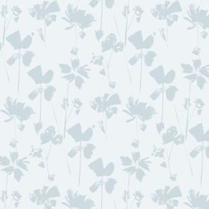 Brushed Floral Abstract - Grey Blue