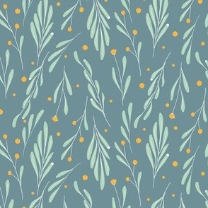 Large Yellow Farmhouse Florals on Teal