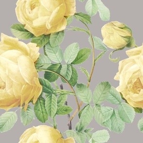 Yellow vintage roses on cool gray (large) 4