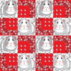 medium guinea pigs on red and white bandanas