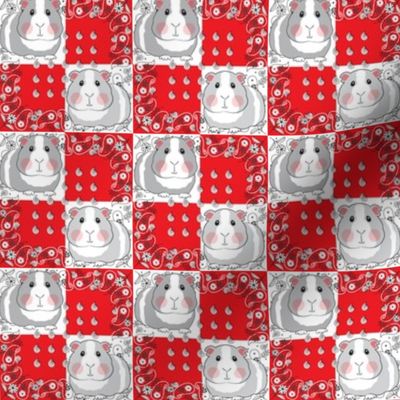small guinea pigs on red and white bandanas