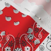4 inch red and white bandanas