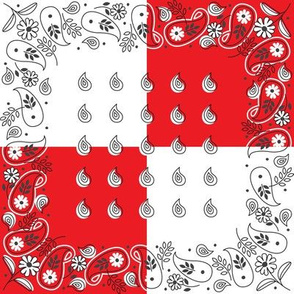 4 inch red and white bandanas