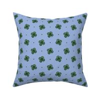 Lucky four leaf clover shamrock print on blue (medium)