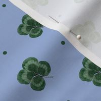 Lucky four leaf clover shamrock print on blue (medium)