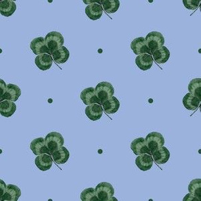 Lucky four leaf clover shamrock print on blue (medium)