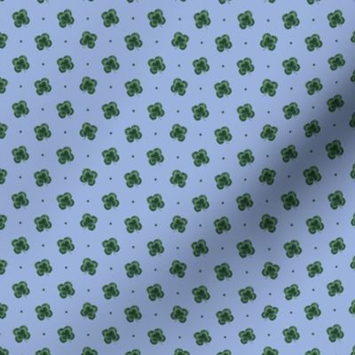 Lucky four leaf clover shamrock print on blue (mini)