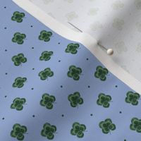 Lucky four leaf clover shamrock print on blue (mini)