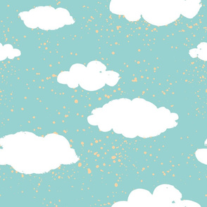 Clouds Light Teal - Large