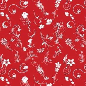 red fancy floral