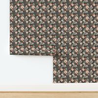 Helena Floral on warm gray - Medium Scale