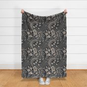 Forest Flowers reimagined paisley pattern dark blue large scale