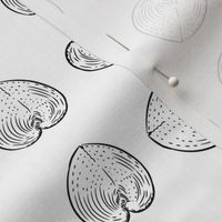Summer concept with Unique sea shells, sea snails. Sketch black contour on white background.