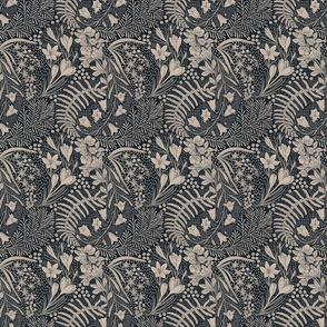 Forest Flowers reimagined paisley pattern dark blue small scale