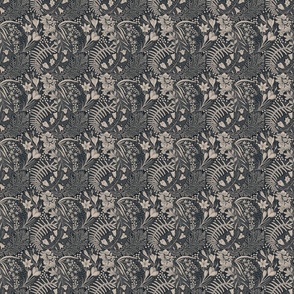 Forest Flowers reimagined paisley pattern dark blue extra small