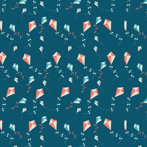 Navy Blue Fabric with Kites Design