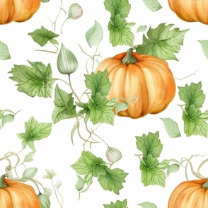 Watercolor Pumpkins. Botanical print