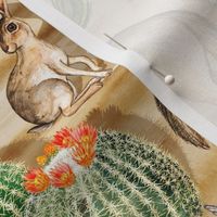 Early Arizona Morning - Watercolor Animals and Cacti - small, neutral brown